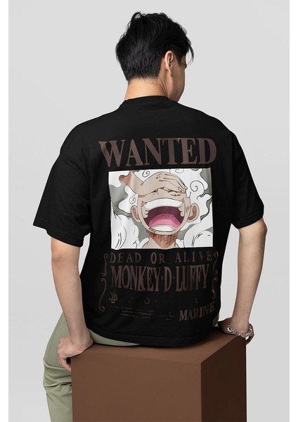 Monkey D. Luffy Wanted Yazılı Unisex Oversize Anime Tişört indirimleri