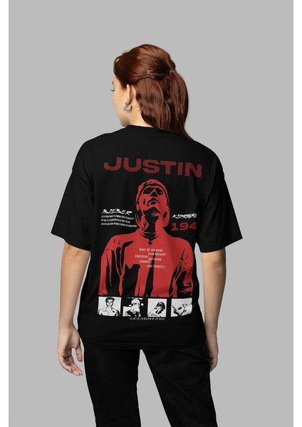 Justin Bieber 194 Baskılı Unisex Oversize Tasarım Şarkıcı Tişört