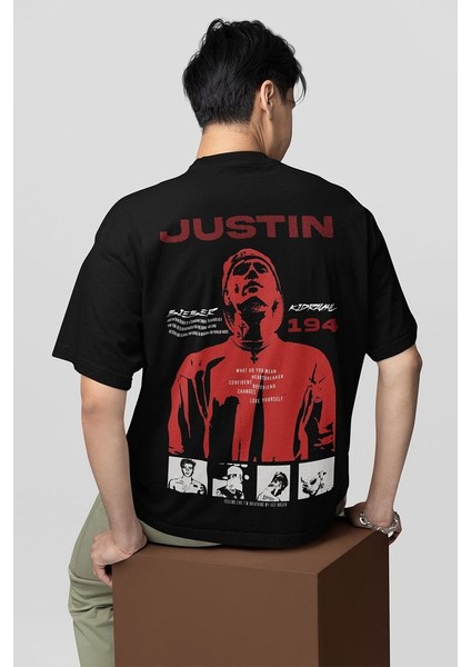 Justin Bieber 194 Baskılı Unisex Oversize Tasarım Şarkıcı Tişört