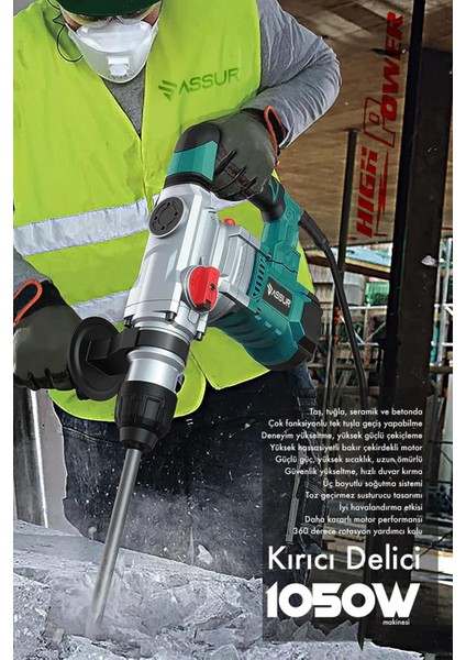 1050W Profesyonel 28mm Kırıcı Delici Hilti Darbeli Matkap