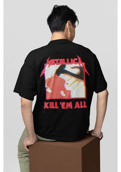 Metallica Kill 'em All Baskılı Unisex Oversize Müzik Grubu Tişört