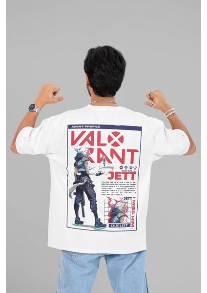 Vallorant Jett Baskılı Unisex Oversize Tasarım Entry Oyun Karakteri Tişört