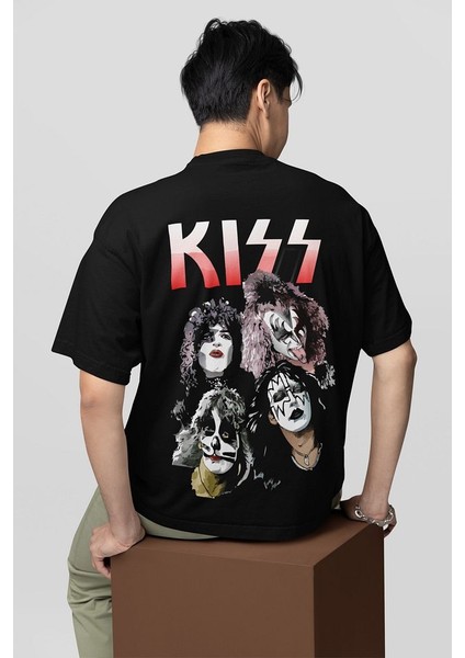 Kiss Rock Metal Baskılı Unisex Oversize Müzik Grubu Tişört
