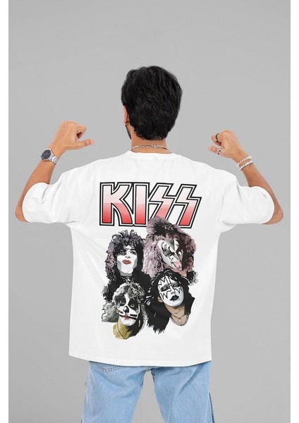 Kiss Rock Metal Baskılı Unisex Oversize Müzik Grubu Tişört indirimleri