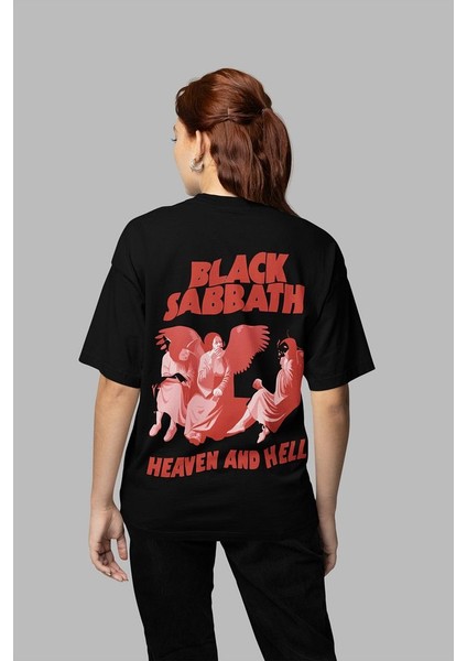 Black Sabbath Heaven And Hell Yazılı Unisex Oversize Müzik Grubu Tişört