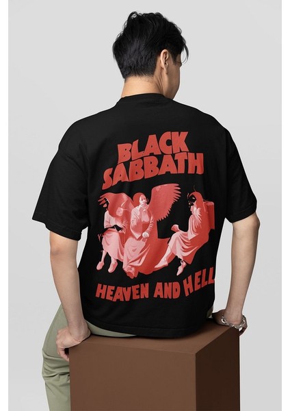 Black Sabbath Heaven And Hell Yazılı Unisex Oversize Müzik Grubu Tişört