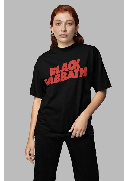 Black Sabbath Heaven And Hell Yazılı Unisex Oversize Müzik Grubu Tişört