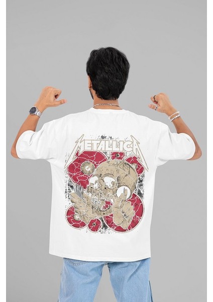 Metallica Rock Metal Baskılı Unisex Oversize Müzik Grubu Tişört indirimleri