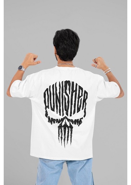 Punisher Baskılı Unisex Oversize Dizi Tişört