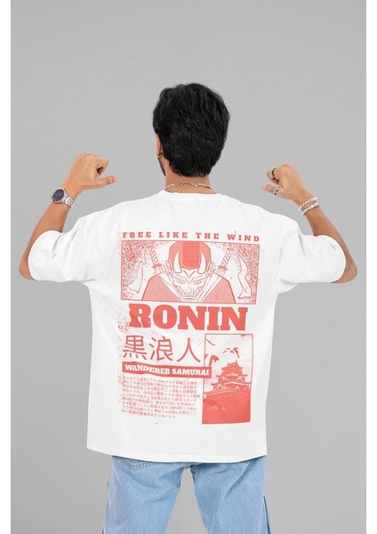 Ronin Samuray Baskılı Unisex Oversize Film Tişört indirimleri