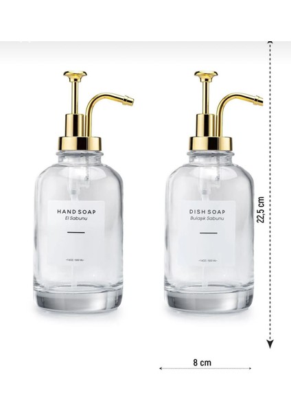 Altın Pompalı Yuvarlak Cam Sıvı Sabunluk 500 ml fırsatları