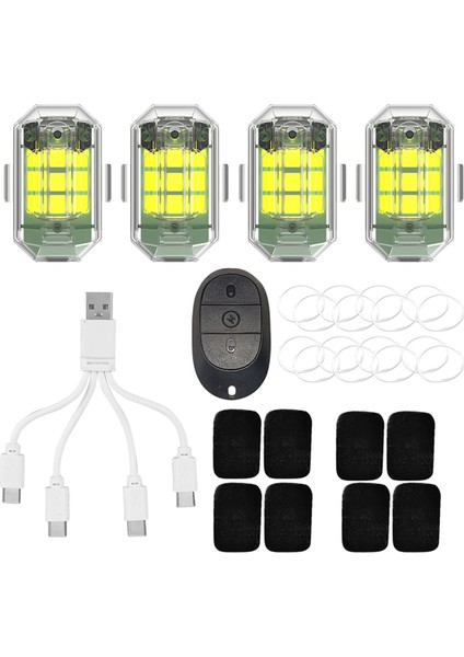 4 Adet Uçak Strobe Lambası Mikro-Usb Şarj M3 Dönüş Sinyali Göstergesi (Yurt Dışından)