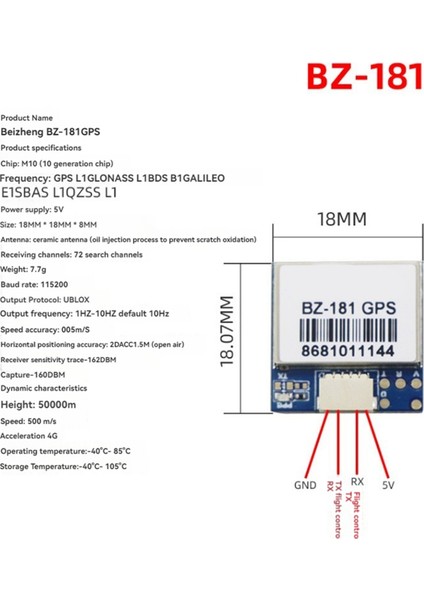 Bzgnss BZ-181 Gps Modülü Fpv Için Çift Protokol (Yurt Dışından)