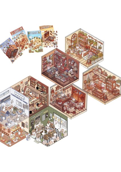 Kendin Yap 3D Ev Çıkartmaları Sevimli Çizgi Film Sahnesi Çıkartmaları Eğlenceli Kendin Yap Çıkartmaları (Yurt Dışından)