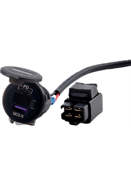 Motosiklet USB Şarj Soketi Adaptörü Usb+Tip C Dönüştürücü (Yurt Dışından)