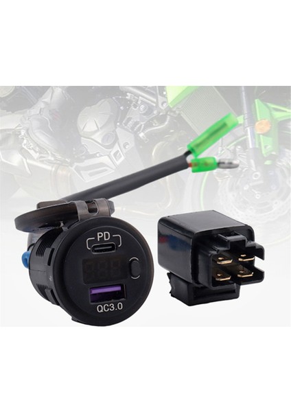Motosiklet USB Şarj Soketi Adaptörü Usb+Tip C Dönüştürücü (Yurt Dışından)