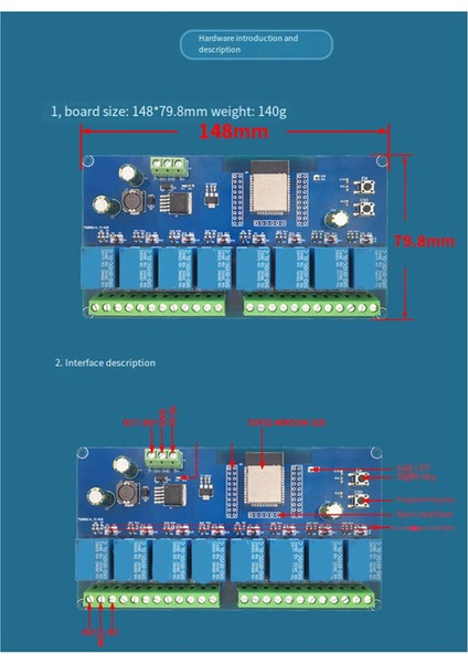 Dc 5-30V Güç Kaynağı ESP32 Wıfı Bluetooth Modülü Ble Sekiz Yollu Röle (Yurt Dışından)
