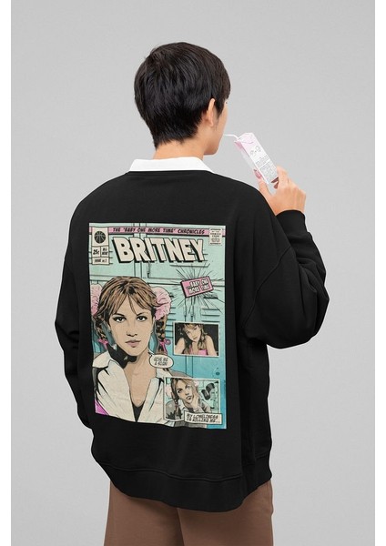 Britney Spears Baskılı Oversize Şarkıcı Sweatshirt modelleri