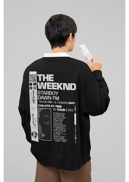 The Weeknd Starboy Dawn Fm Baskılı Oversize Rapper Şarkıcı Sweatshirt