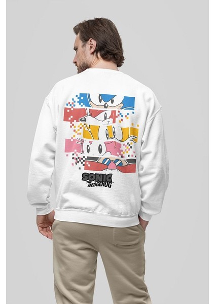 Sonic The Hedgehog Baskılı Oversize Çizgi Film Sweatshirt