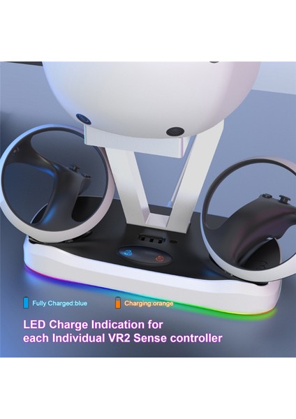 Renkli Rgb Işık ve Kulaklık Tutucu ile Ps Vr2 Şarj Istasyonu Için (Yurt Dışından)