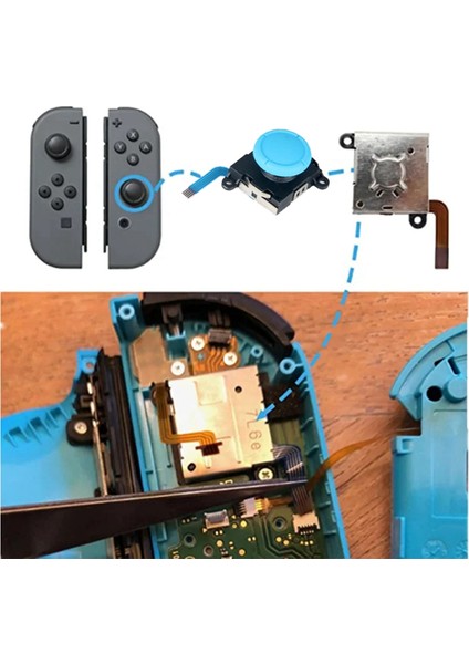 10 Adet 3D Analog Joystick Anahtarı Lite Joycon Kontrol Cihazı Beyaz (Yurt Dışından)