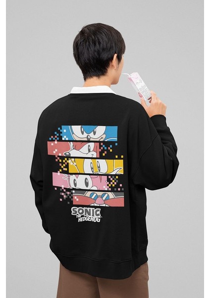 Sonic The Hedgehog Baskılı Oversize Çizgi Film Sweatshirt indirimleri