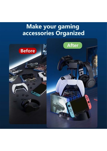 Kontrol Ünitesi Standı Kulaklık Tutucu Oyun Kontrol Ünitesi Askısı 2 Katmanlı (Yurt Dışından)