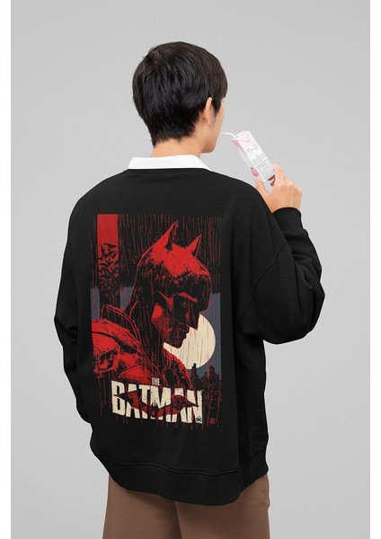 The Batman Dc Karakter Baskılı Oversize Kahraman Sweatshirt