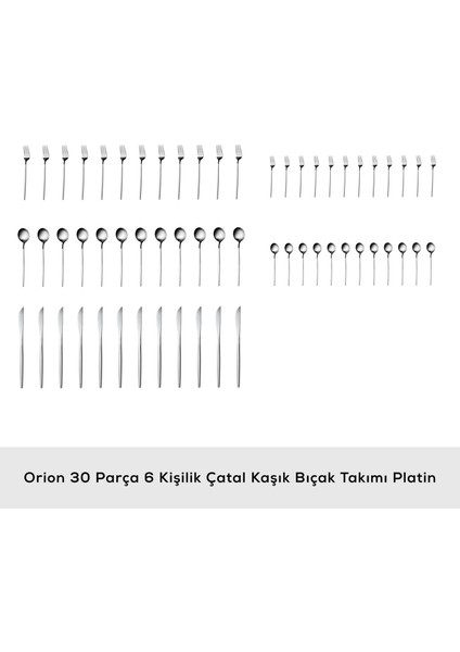 Orion Platin 6 Kişilik 30 Parça Çatal Kaşık Bıçak Takımı
