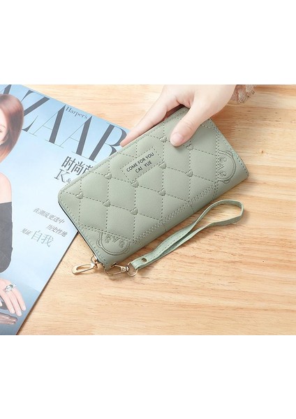 Yeaın Cüzdan Kart Tutucu Yüksek Kaliteli Pvc Kumaş Düz Renk Stili, Yeşil (Yurt Dışından)