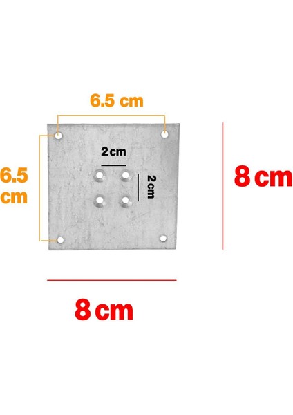 Metal Çinko Masa Bağlantı Sacı Düz 8 x 8 cm Mobilya Yemek Masası Ayak Bağlama Saçı Aparat 4 Adet