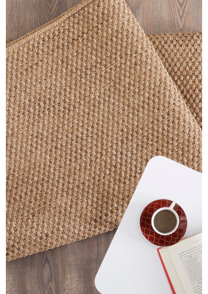 Stella Jut Hasır Model Tek Renk Dokuma Yıkanabilir Katlanabilir Toz Vermez Kilim
