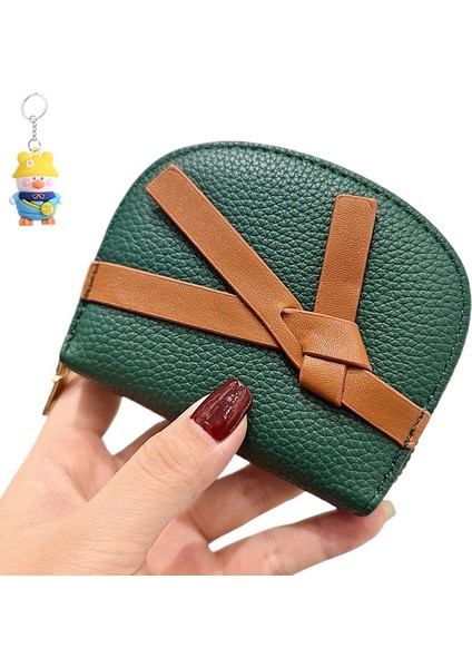 Basit Kayışlı Yarım Dairesel Fermuarlı Akordon Kart Tutucu Hepsi Bir Arada Çanta Çok Fonksiyonlu Bozuk Para Cüzdanı (Yurt Dışından)