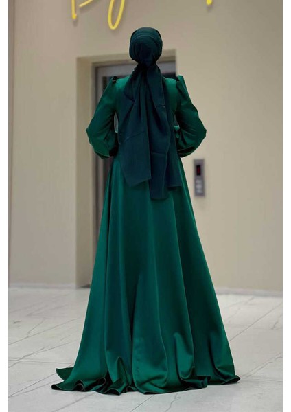 Taşlı Kuyruk Detay Abiye Elbise 7044 Zümrüt fiyatları