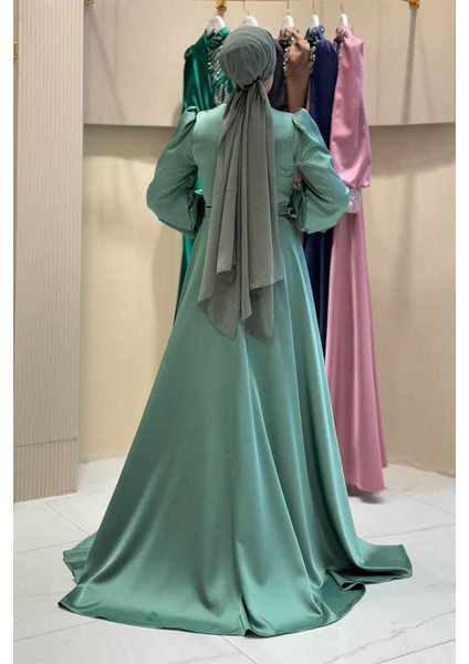 Taşlı Kuyruk Detay Abiye Elbise 7044 Mint fiyatları