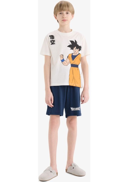 Erkek Çocuk Dragon Ball Pijama Takımı Kısa Kollu Üst Beli Lastikli Şort E0337A825SM
