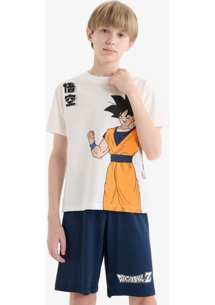 Erkek Çocuk Dragon Ball Pijama Takımı Kısa Kollu Üst Beli Lastikli Şort E0337A825SM