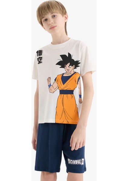 Erkek Çocuk Dragon Ball Pijama Takımı Kısa Kollu Üst Beli Lastikli Şort E0337A825SM