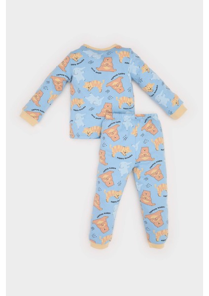 Erkek Bebek Pijama Takımı Hayvan Desenli Uzun Kollu Üst Beli Lastikli Uzun Alt E6935A525SP