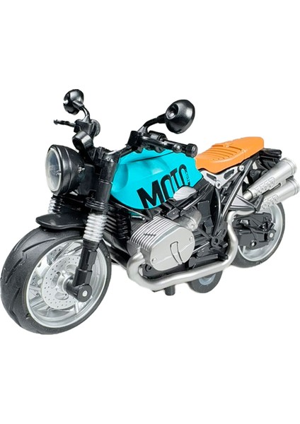 Işıklı ve Müzikli Model Motor Sesli Çek Bırak Motor Diecast Motor Modelleri Mavi 14CM