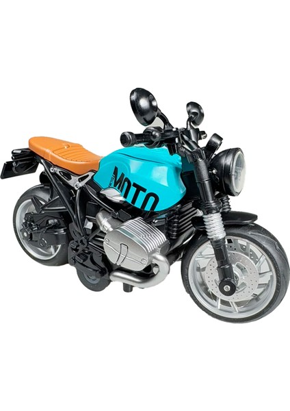 Işıklı ve Müzikli Model Motor Sesli Çek Bırak Motor Diecast Motor Modelleri Mavi 14CM