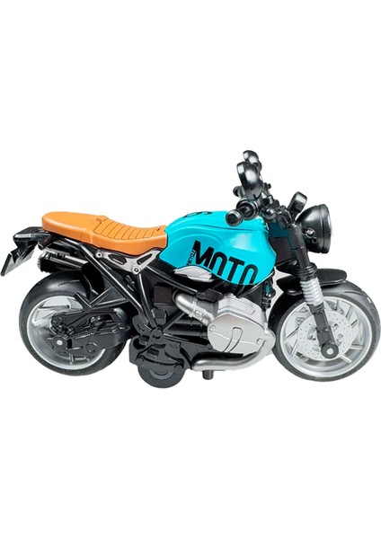 Işıklı ve Müzikli Model Motor Sesli Çek Bırak Motor Diecast Motor Modelleri Mavi 14CM