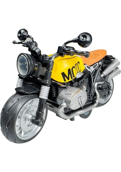 Işıklı ve Müzikli Model Motor Sesli Çek Bırak Motor Diecast Motor Modelleri Sarı 14CM
