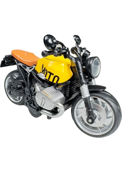 Işıklı ve Müzikli Model Motor Sesli Çek Bırak Motor Diecast Motor Modelleri Sarı 14CM