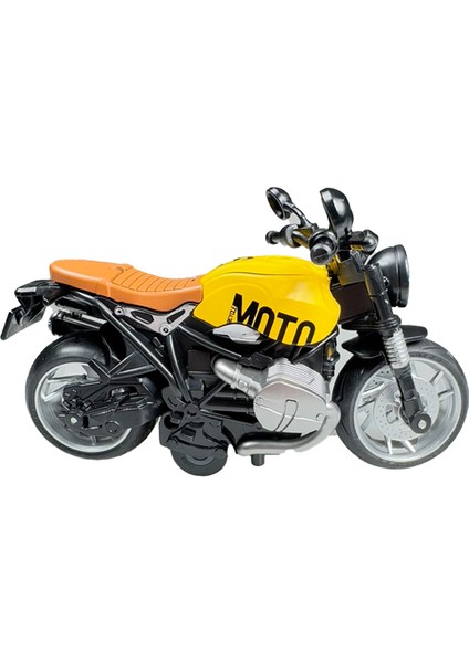 Işıklı ve Müzikli Model Motor Sesli Çek Bırak Motor Diecast Motor Modelleri Sarı 14CM