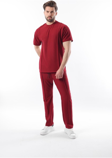 Bordo Önü Pileli Overfit Erkek Takım E7304 modelleri