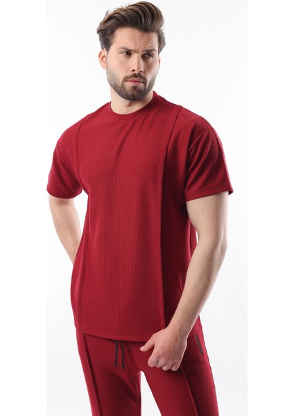 Bordo Önü Pileli Overfit Erkek Takım E7304 fırsatları