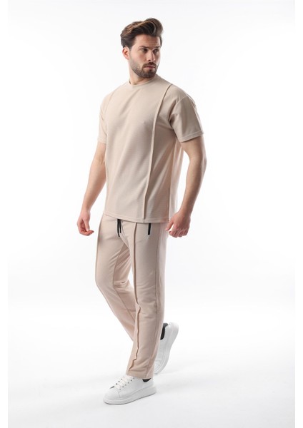 Bej Önü Pileli Overfit Erkek Takım E7304