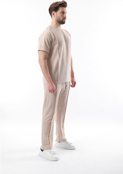 Bej Önü Pileli Overfit Erkek Takım E7304 fiyatları